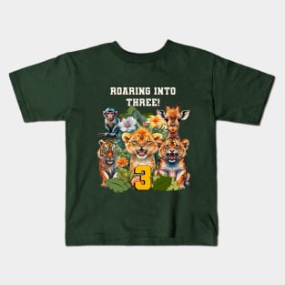 Kids Birthday 3 Year Old Jungle Safari Kids T-Shirt